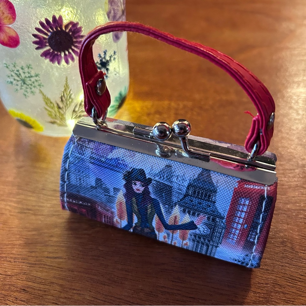 Tic Tok Lipstick Coin Mini Purse Red Handle Woman In The City Clasp Closure